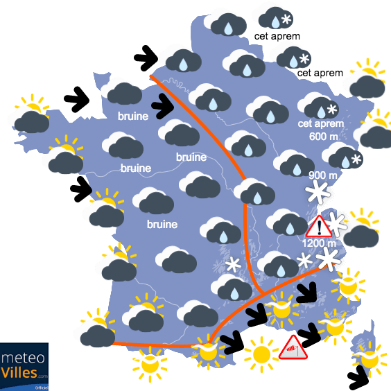 Risque de neige dans le Nord et l'Est
