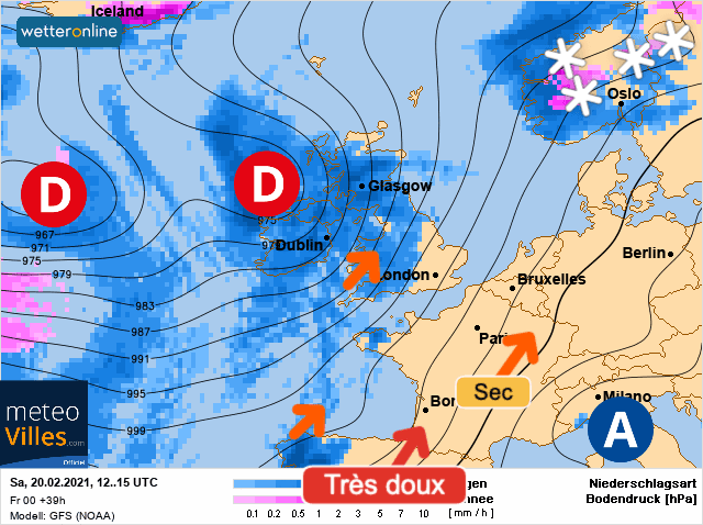 Carte de prévisions d'europe du Samedi 20 février 2021