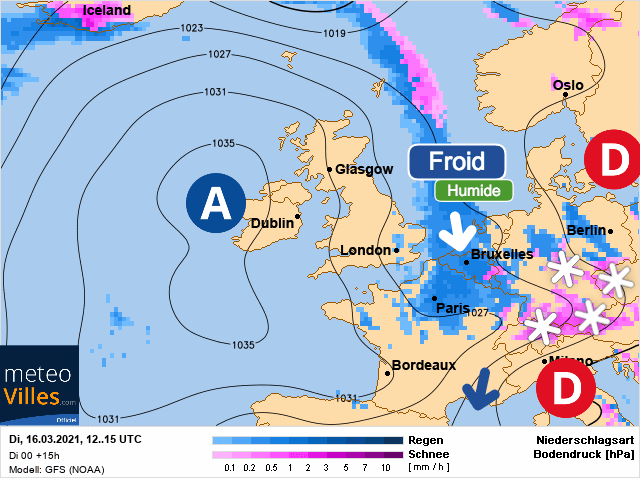 Carte de prévisions d'europe du Mardi 16 mars 2021