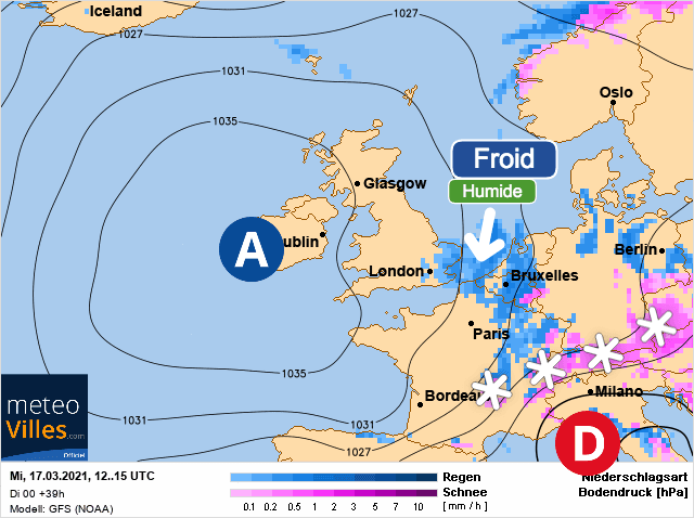 Carte de prévisions d'europe du Mercredi 17 mars 2021