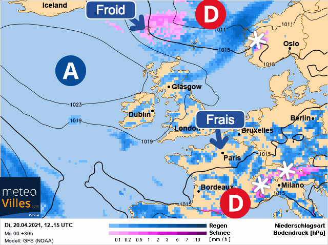 Carte de prévisions d'europe du Mardi 20 avril 2021