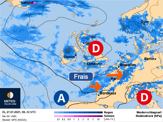 Carte de prévisions d'europe du Mardi 27 juillet 2021