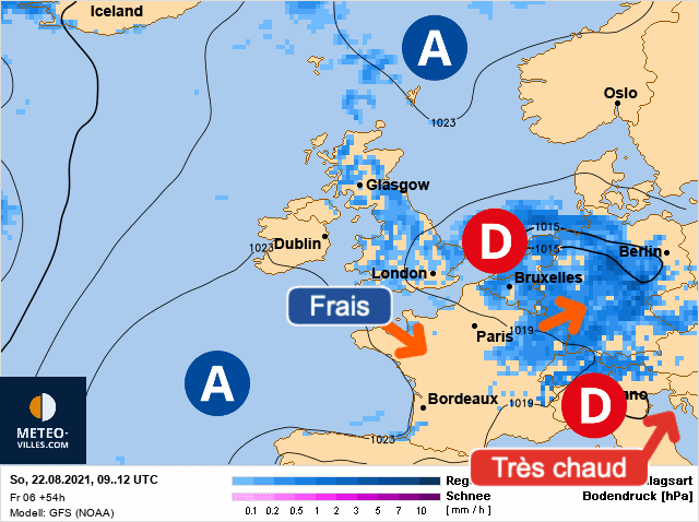 Carte de prévisions d'europe du Dimanche 22 août 2021