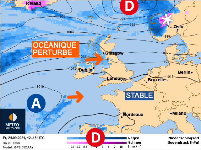 Carte de prévisions d'europe du Vendredi 24 septembre 2021