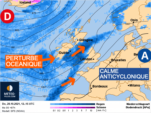 Carte de prévisions d'europe du Jeudi 28 octobre 2021