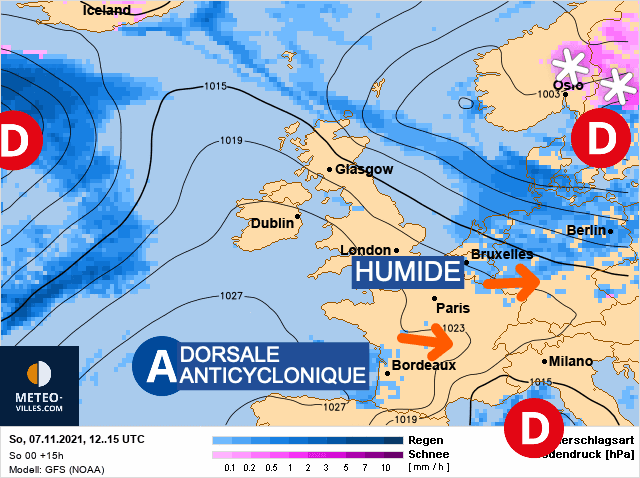 Carte de prévisions d'europe du Dimanche 7 novembre 2021