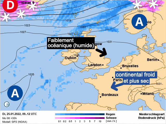 Carte de prévisions d'europe du Mardi 25 janvier 2022