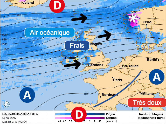 Carte de prévisions d'europe du Jeudi 6 octobre 2022