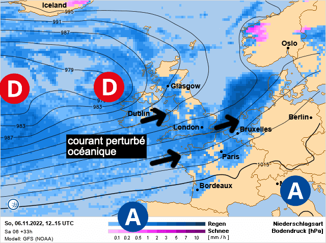Carte de prévisions d'europe du Dimanche 6 novembre 2022