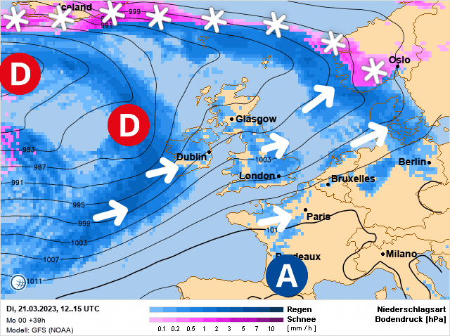 Carte de prévisions d'europe du Mardi 21 mars 2023