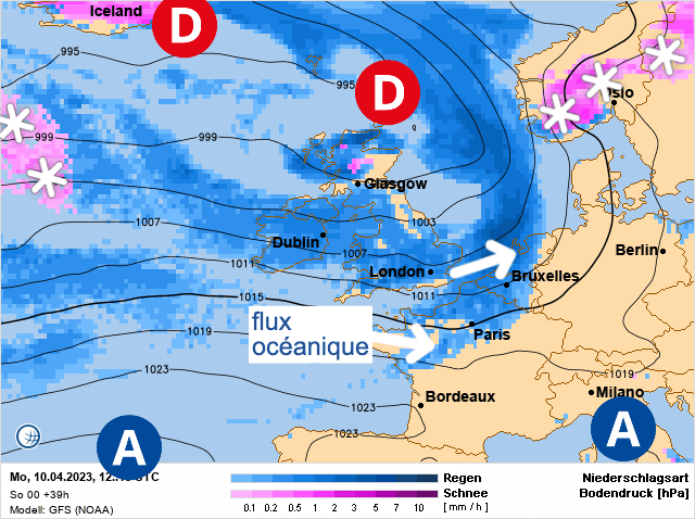 Carte de prévisions d'europe du Lundi 10 avril 2023