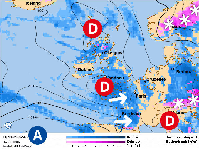 Carte de prévisions d'europe du Vendredi 14 avril 2023
