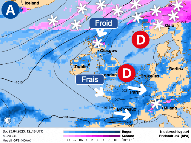 Carte de prévisions d'europe du Dimanche 23 avril 2023