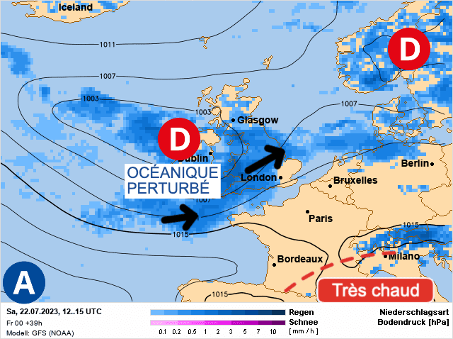 Carte de prévisions d'europe du Samedi 22 juillet 2023