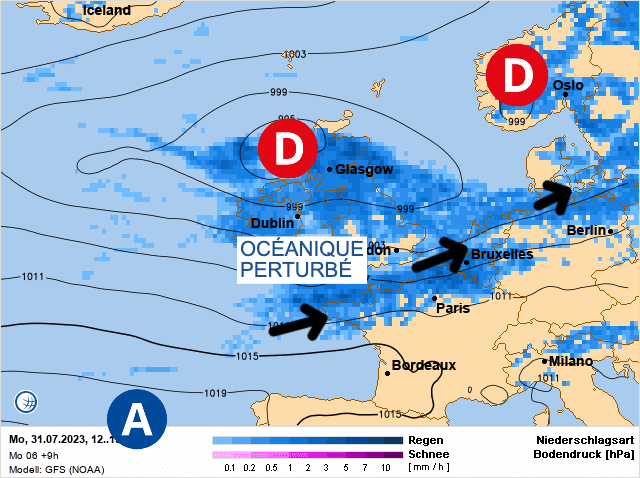 Carte de prévisions d'europe du Lundi 31 juillet 2023