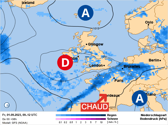 Carte de prévisions d'europe du Vendredi 1 septembre 2023