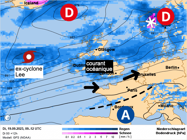 Carte de prévisions d'europe du Mardi 19 septembre 2023