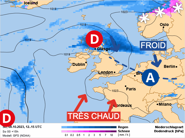 Carte de prévisions d'europe du Dimanche 8 octobre 2023