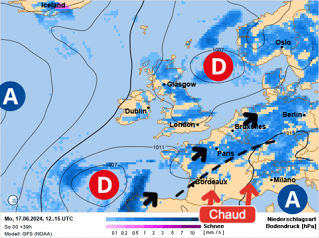 Carte de prévisions d'europe du Lundi 17 juin 2024