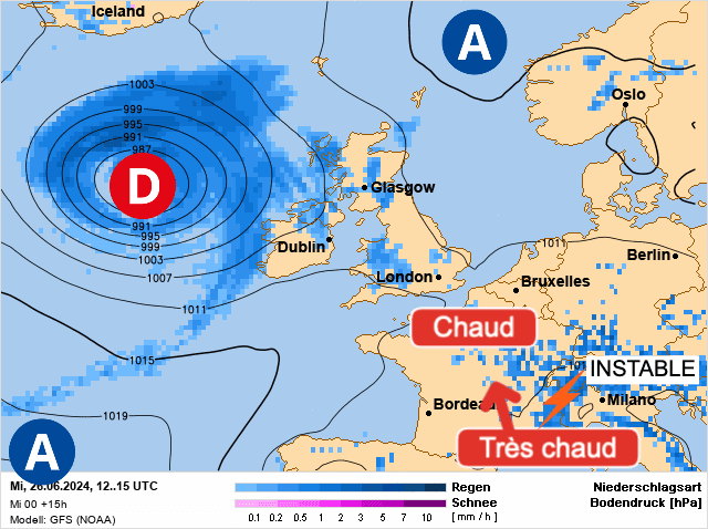 Carte de prévisions d'europe du Mercredi 26 juin 2024