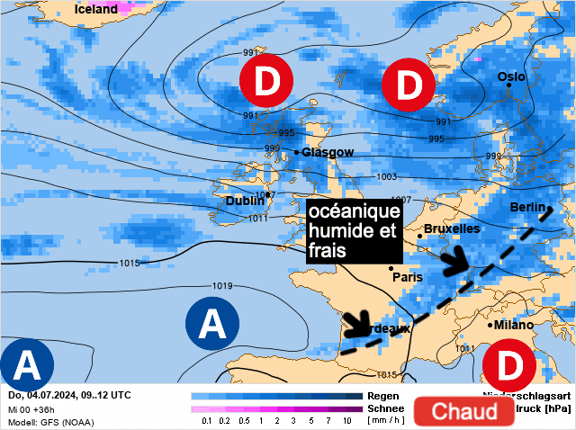 Carte de prévisions d'europe du Jeudi 4 juillet 2024