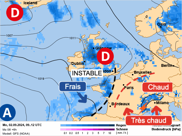 Carte de prévisions d'europe du Lundi 2 septembre 2024