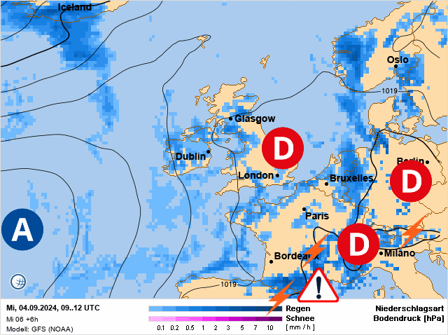 Carte de prévisions d'europe du Mercredi 4 septembre 2024