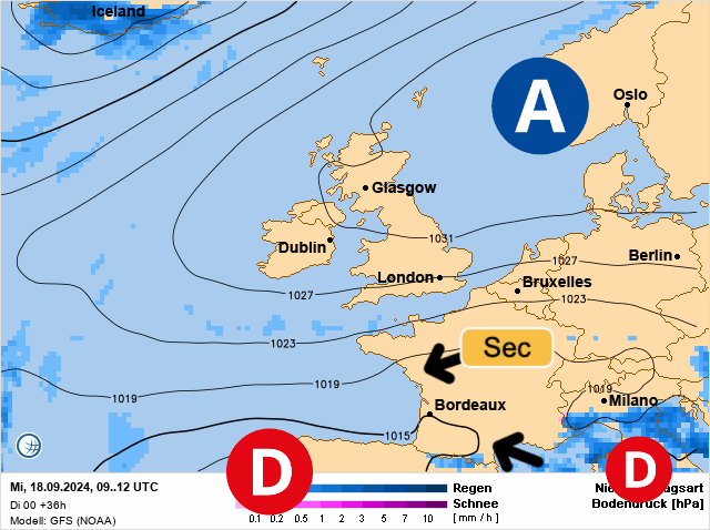 Carte de prévisions d'europe du Mercredi 18 septembre 2024