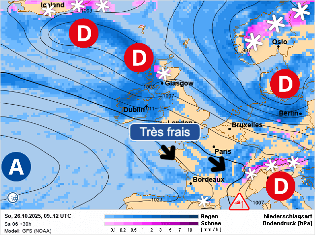 Carte de prévisions d'europe du Dimanche 26 octobre 2025