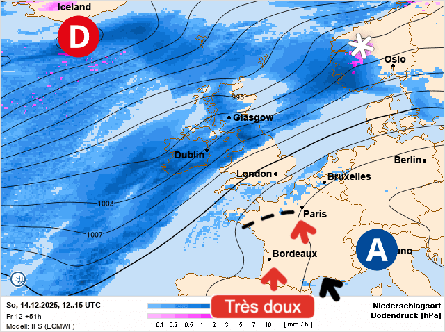 Carte de prévisions d'europe du Dimanche 14 décembre 2025