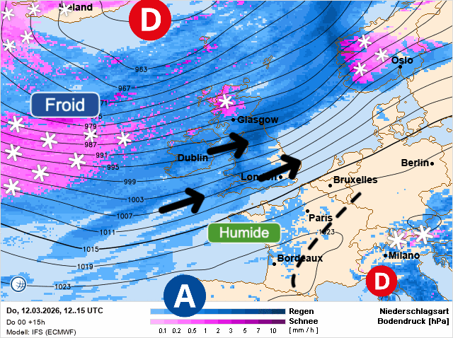 Carte de prévisions d'europe du Jeudi 12 mars 2026
