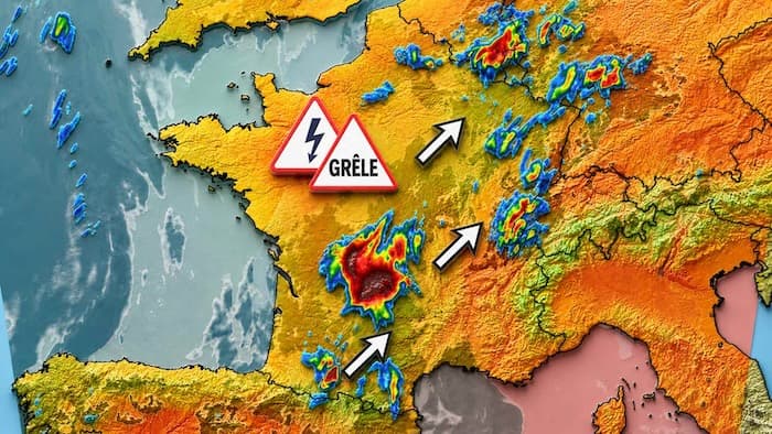 Orages violents lundi : les régions les plus exposées à la grêle et aux fortes rafales