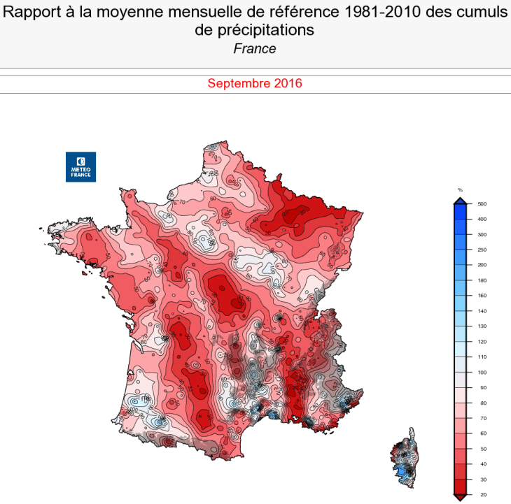 Image d'illustration pour Bilan cartographié d'un septembre très doux et trop sec