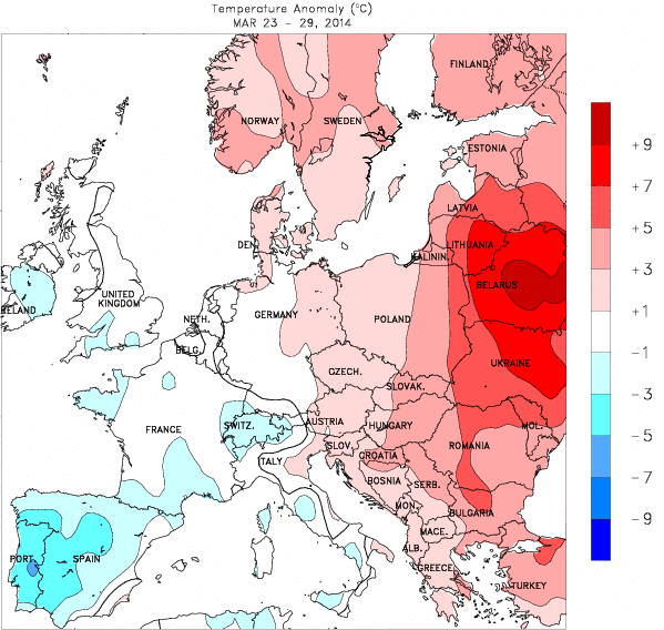 Image d'illustration pour Bilan hebdo - écarts de température en Europe