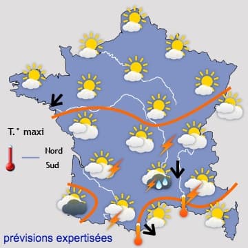 Chaleur raisonnable au Nord et plus orageuse au Sud 