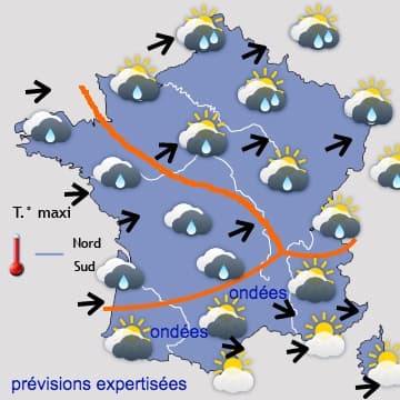 Nuages au Nord et progressivement plus ensoleillé au Sud 