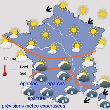 Toujours aussi ensoleillé au Nord - lente amélioration au Sud
